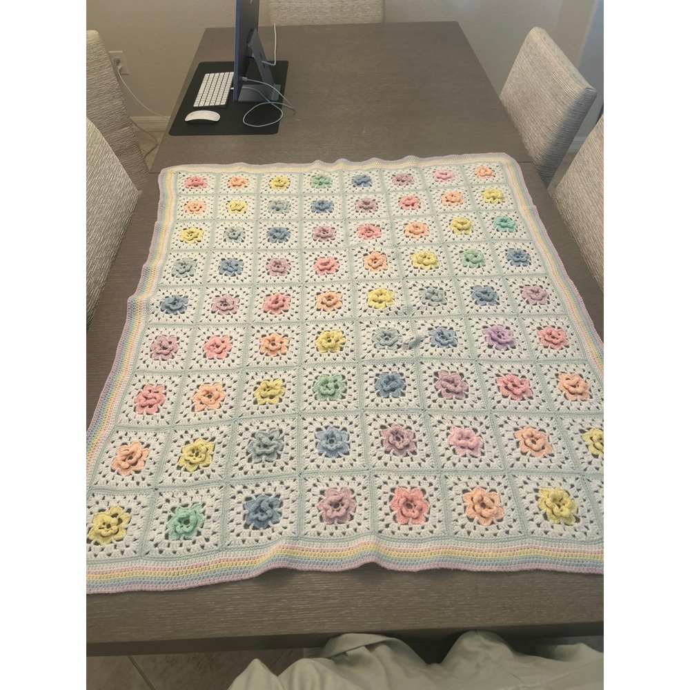 Handmade Pastel Crochet Baby
Blanket 42" x 47"